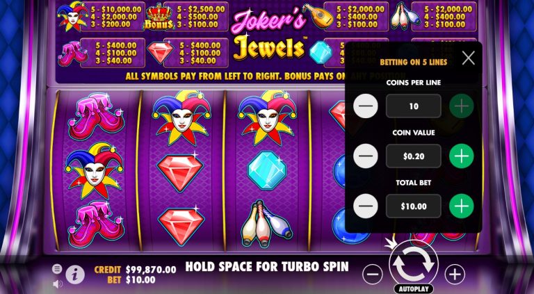 Play Joker Jewels Free and Enjoy Demo Mode